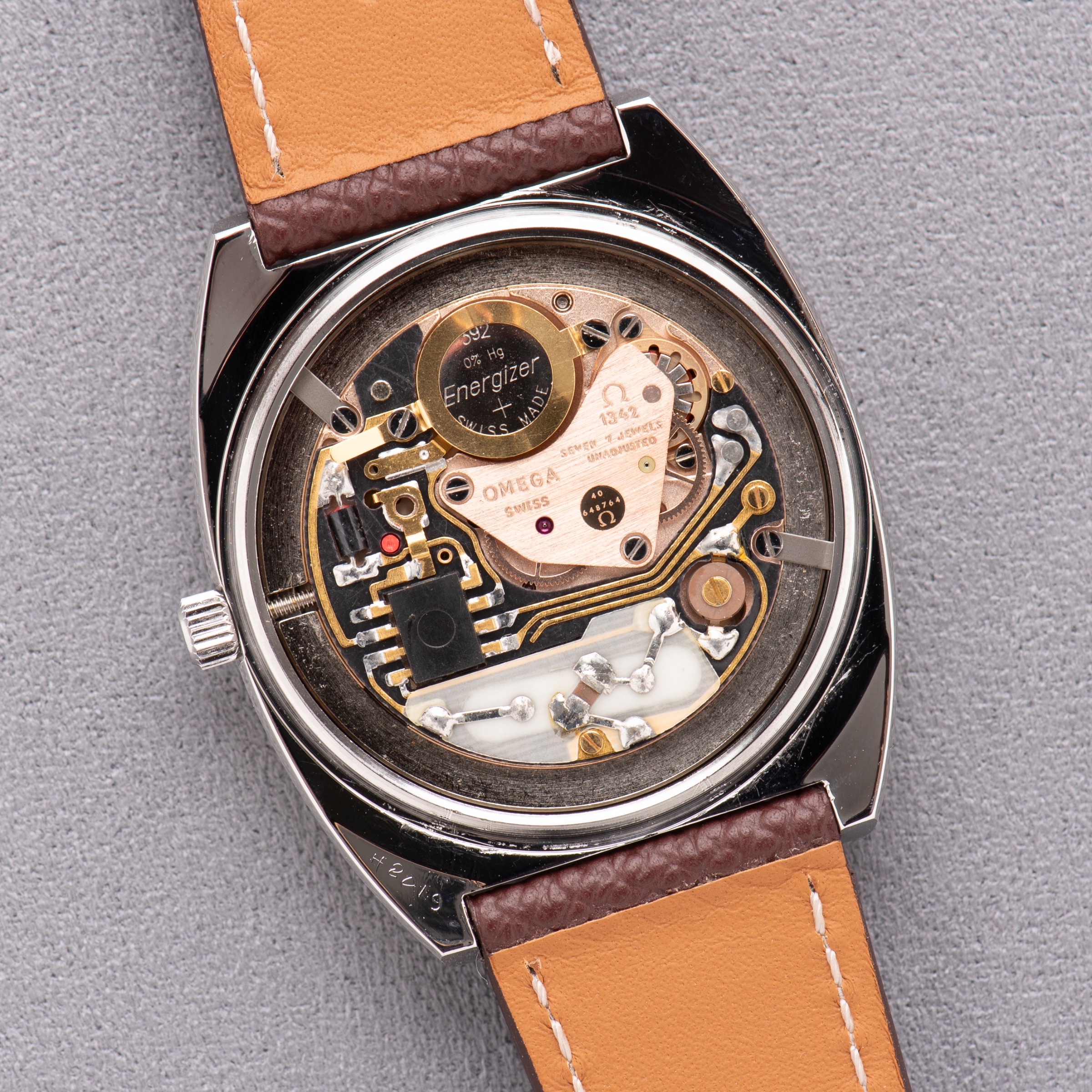 View of Omega Seamaster Quartz — silver dial — Ref. 196.0115 — 1977